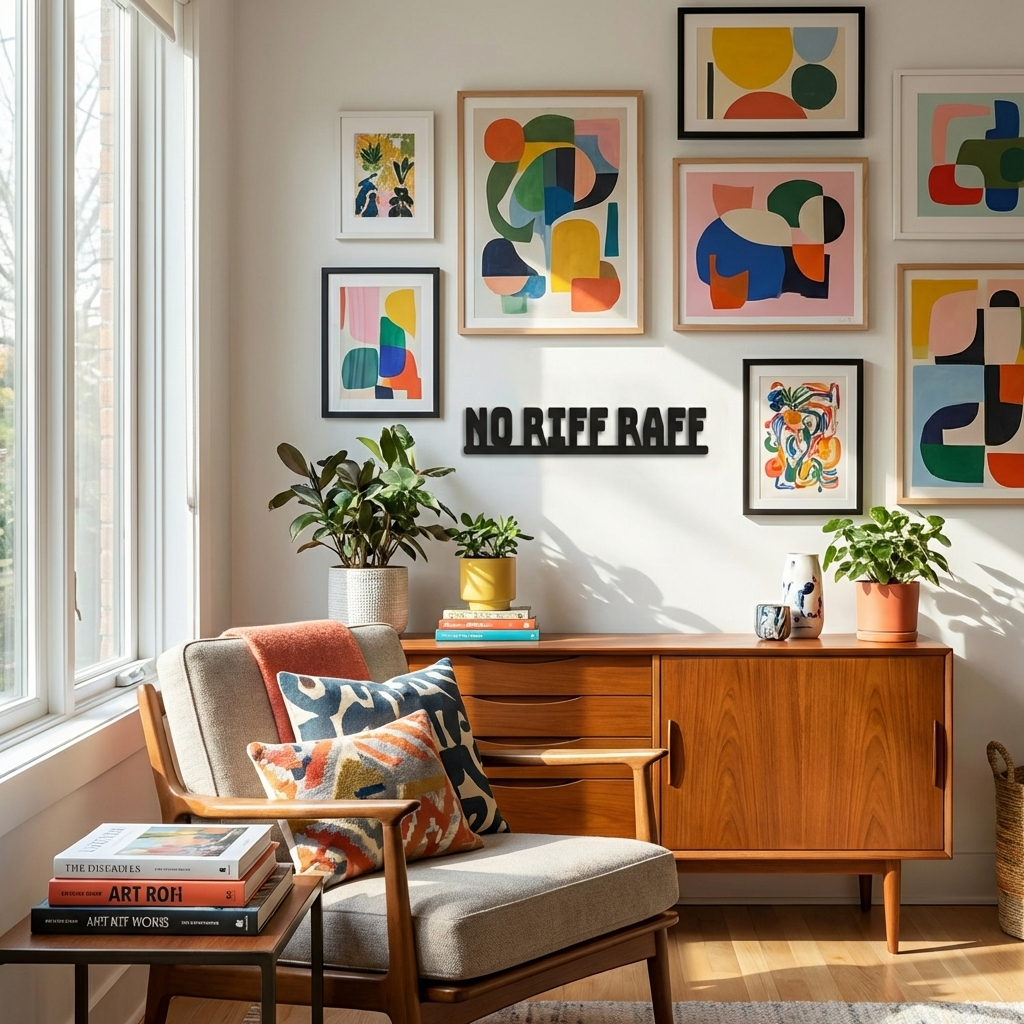 No Riff Raff wall sign in a living space