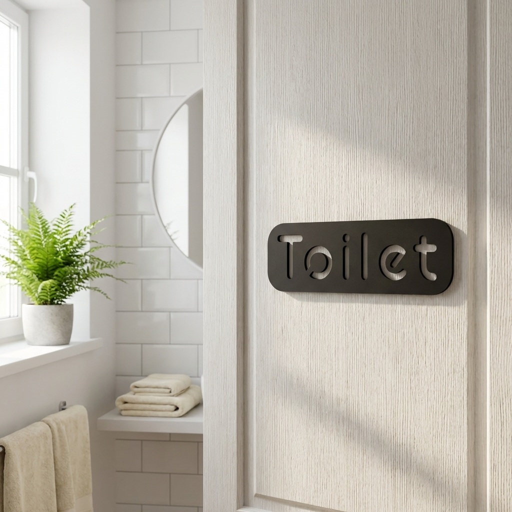 Black toilet sign for cafés, offices, restaurants and commercial restroom doors