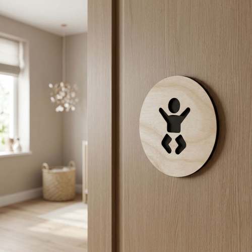 Contemporary nursery door sign for modern neutral home decor