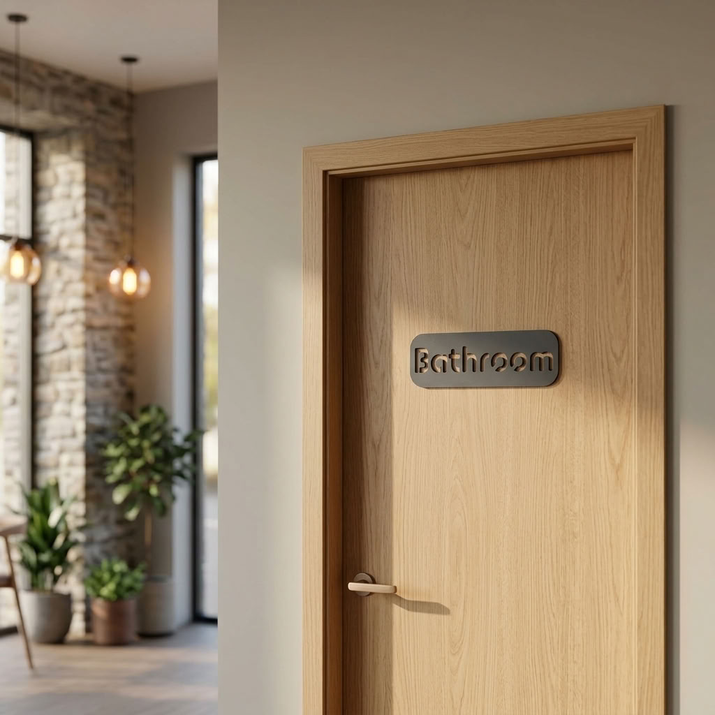 Contemporary toilet door sign for cafés, offices and commercial interiors