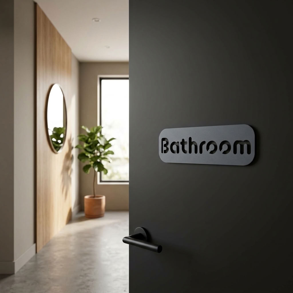 Stylish restroom door plaque for businesses, hotels, salons and restaurants