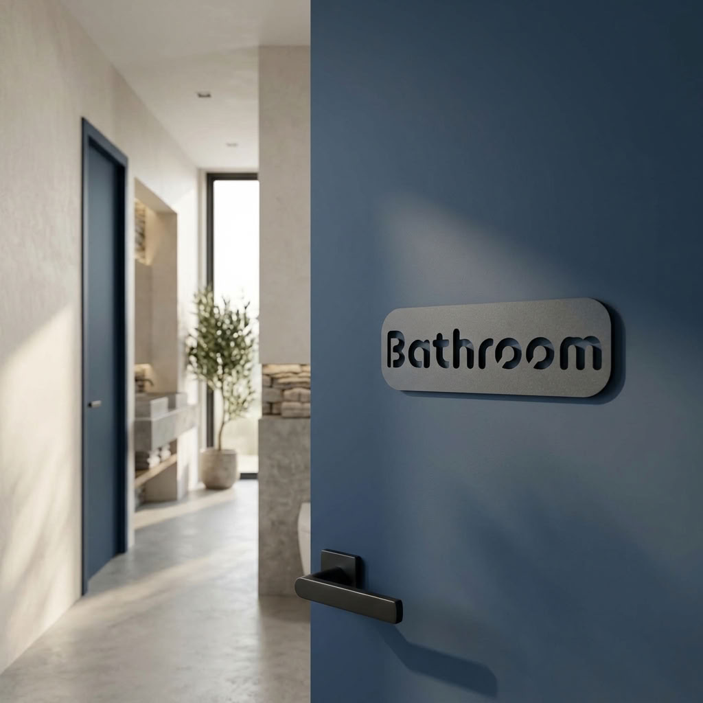 Bathroom door sign for cafés, offices, restaurants, hotels and commercial businesses