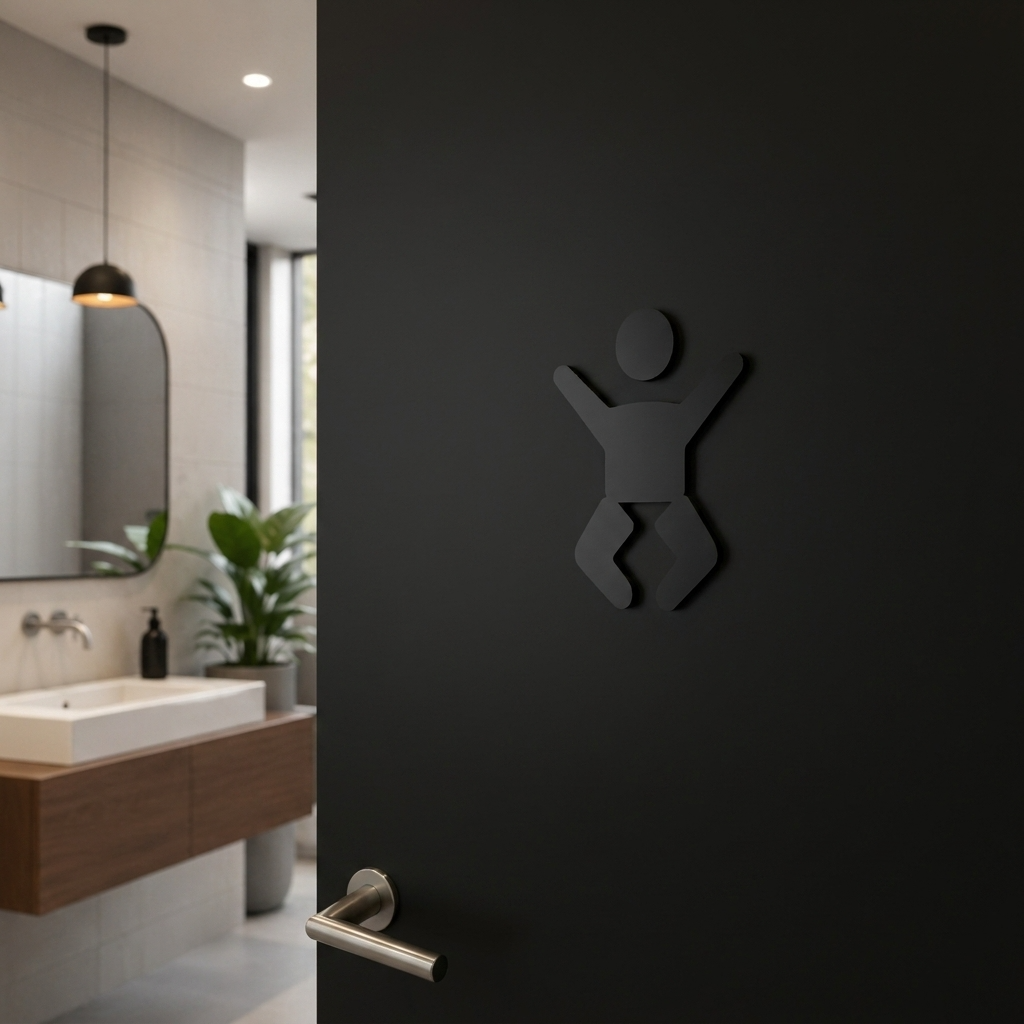 Modern baby change room sign for hotels, workplaces, nurseries and family facilities