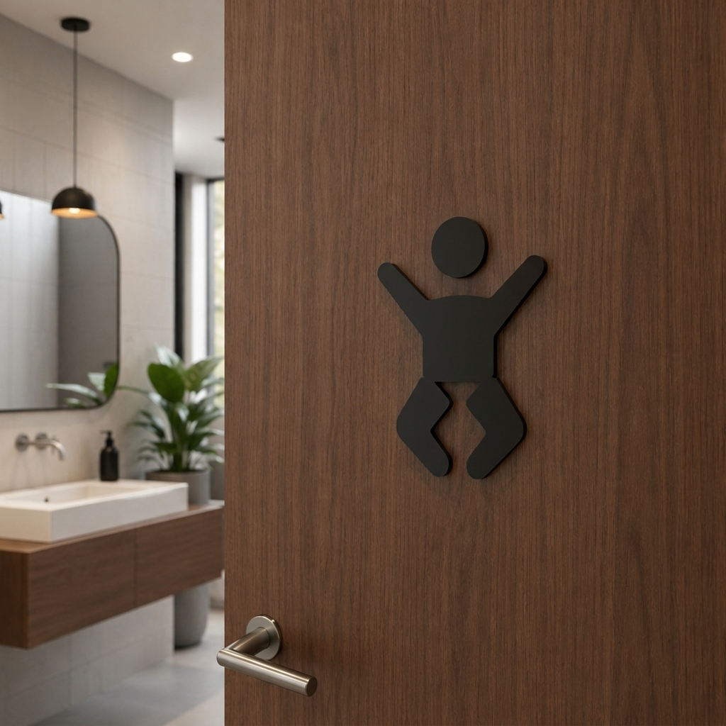 Black baby changing door symbol for cafés, restaurants and customer washrooms