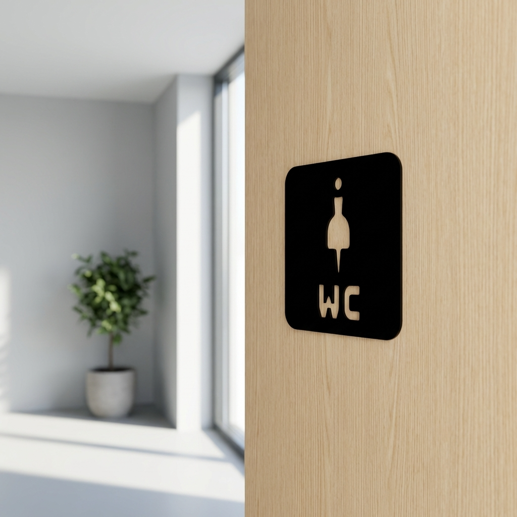 Square black acrylic women’s toilet door sign