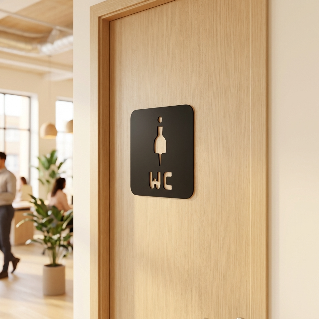 Women’s WC sign in black acrylic for bathroom doors