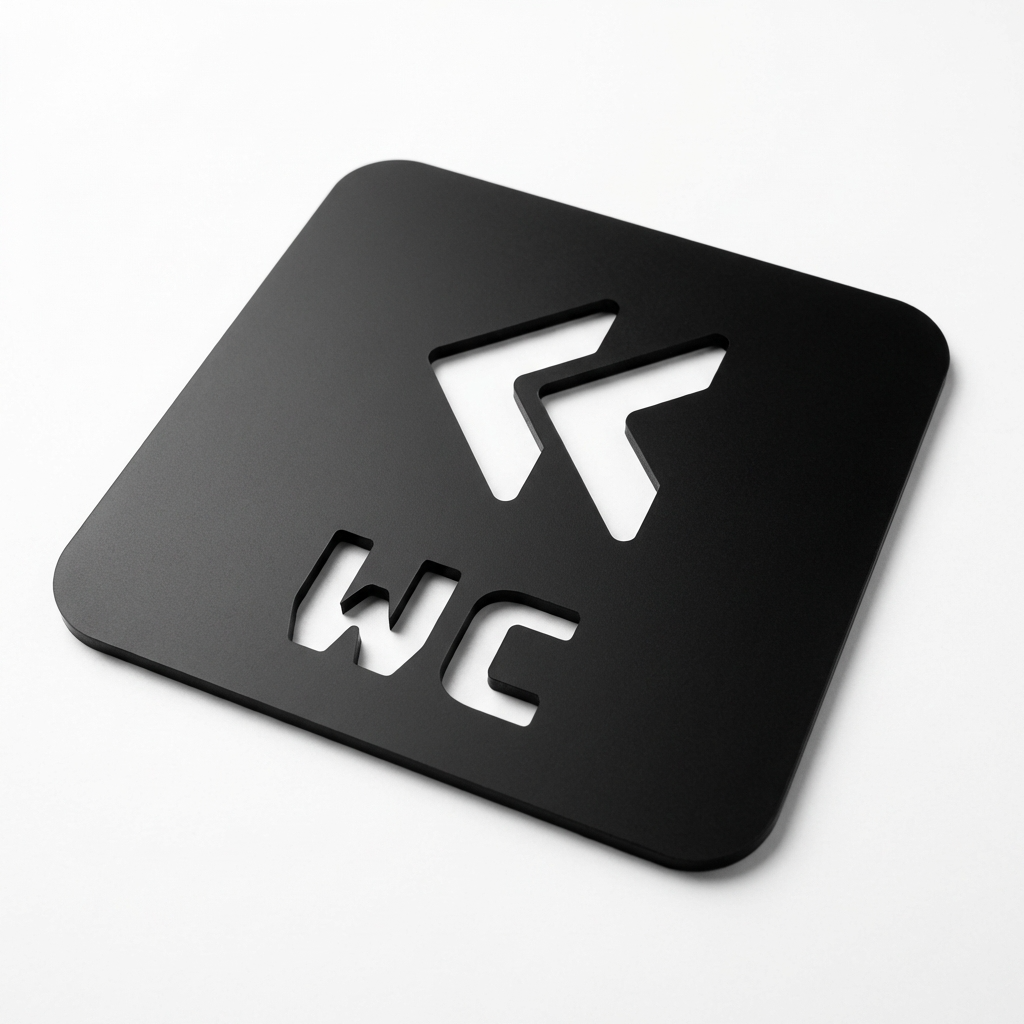Black Acrylic WC Left Arrow Sign – Square Toilet Direction Plaque