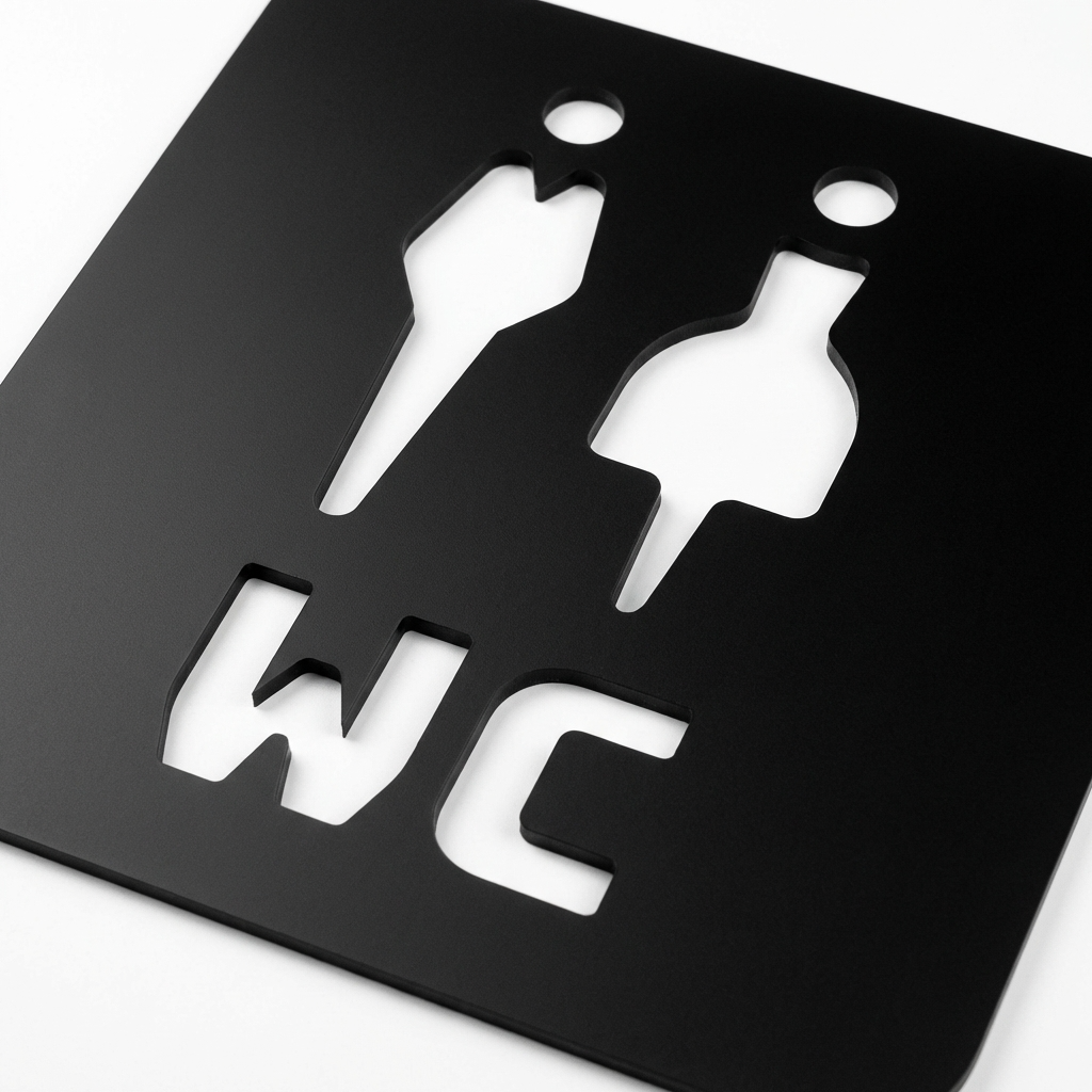 Black Acrylic Men & Women WC Sign – Square Toilet Door Sign