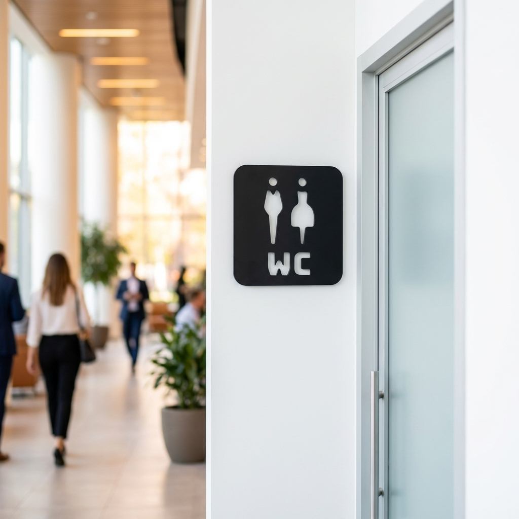 Modern shared toilet sign for cafés, restaurants, offices and workplaces