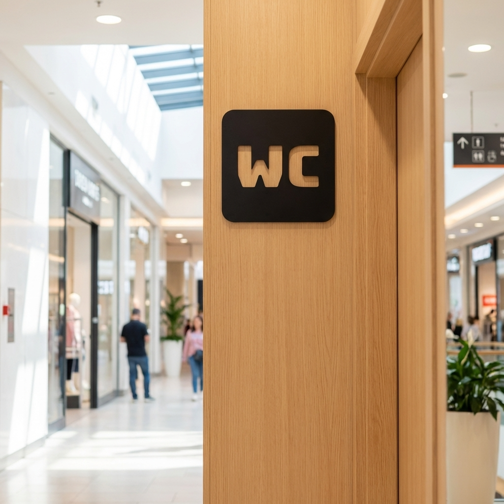 Square black WC toilet sign for door or wall