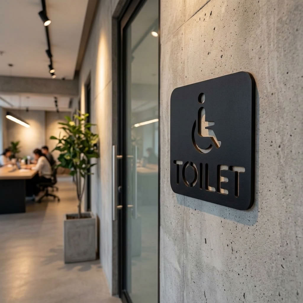 Accessible restroom sign for commercial businesses, cafés and workplaces