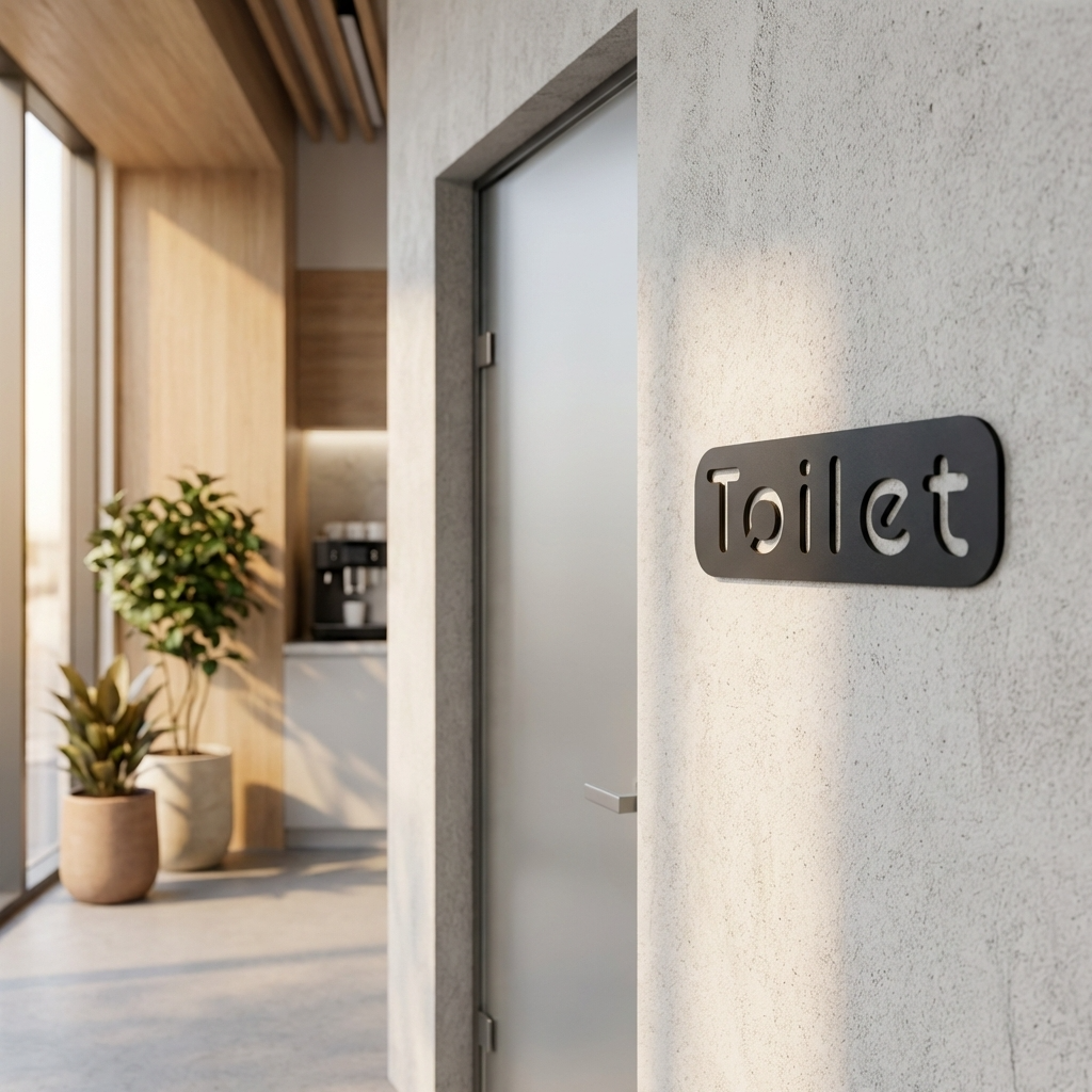 Contemporary toilet word sign for restaurants, shops and commercial toilet facilities