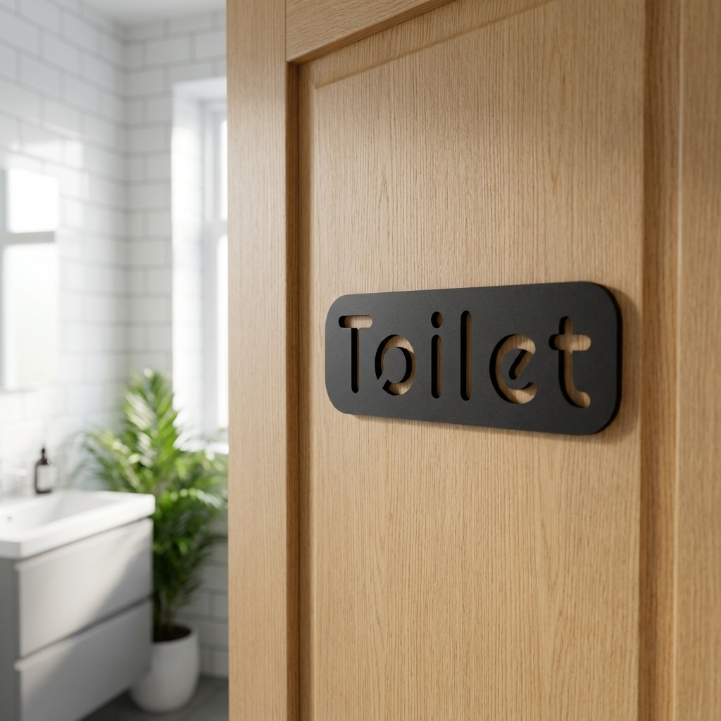 Black bathroom sign for business premises, retail stores and hospitality venues
