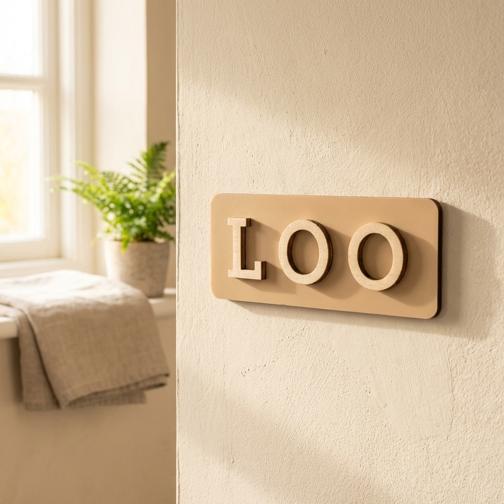 Brown bathroom door plaque for homes, offices, restaurants and customer toilet areas