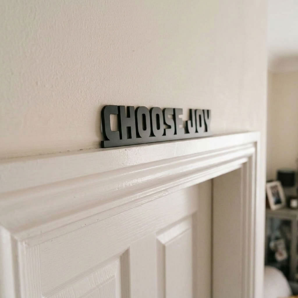 Choose Joy sign in black acrylic for modern home decor
