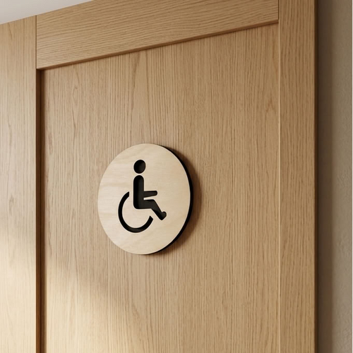 Modern disabled toilet door sign for contemporary interior
