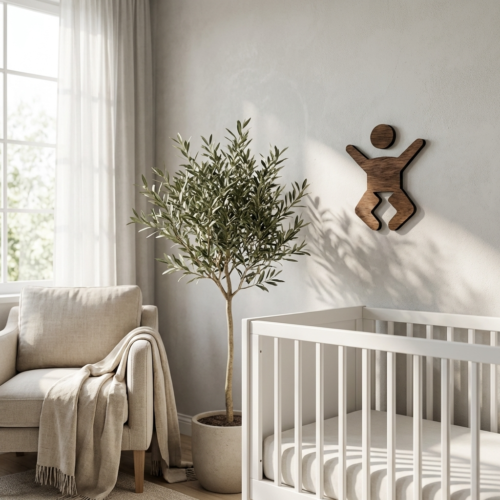 Walnut baby changing door sign for nurseries, hotels, restaurants and modern businesses