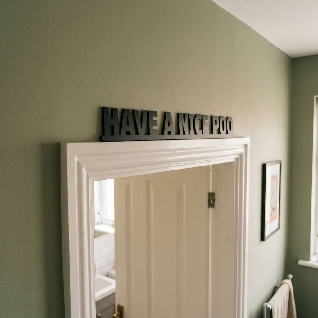 Handmade Have A Nice Poo door topper for bathroom