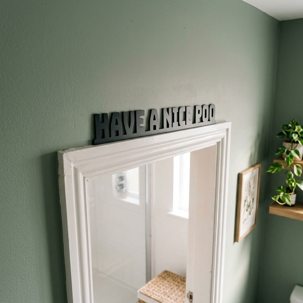 Funny toilet doorway decor with Have A Nice Poo text