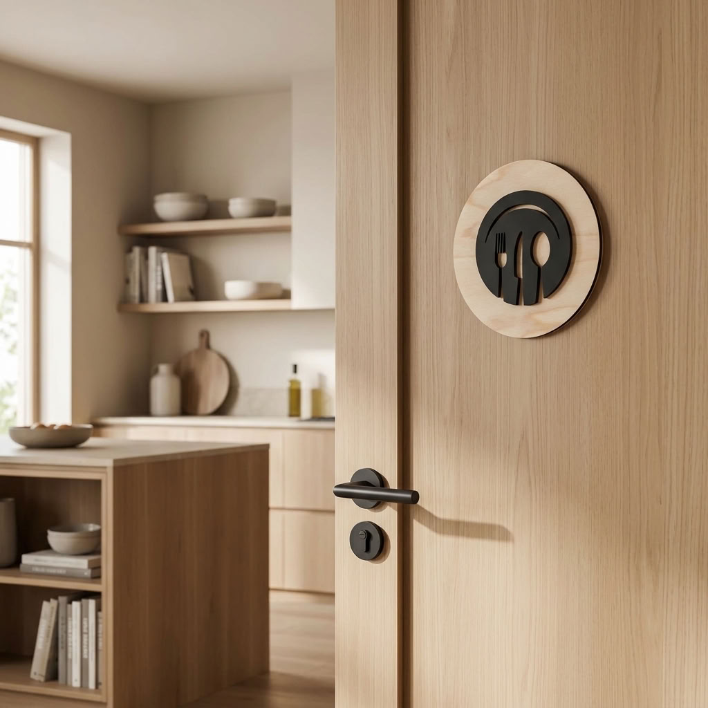 Modern kitchen door sign for contemporary home interior