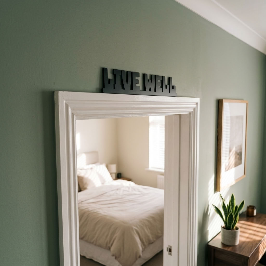 Black acrylic door topper for positive home decor