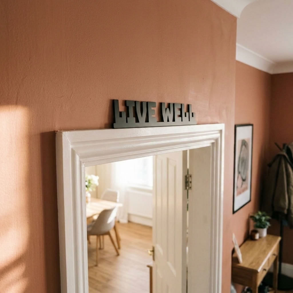 Black minimalist door frame sign for modern interiors