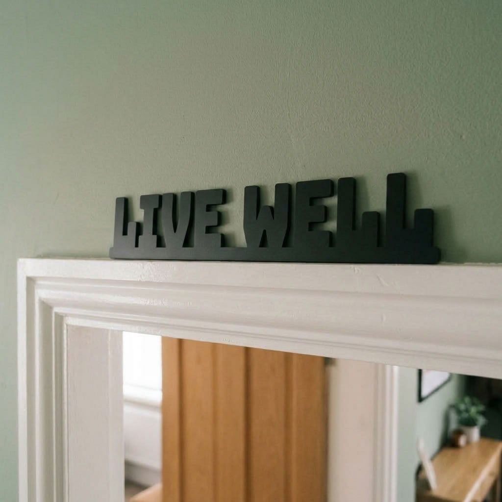 Modern black inspirational sign for wellness and contemporary spaces