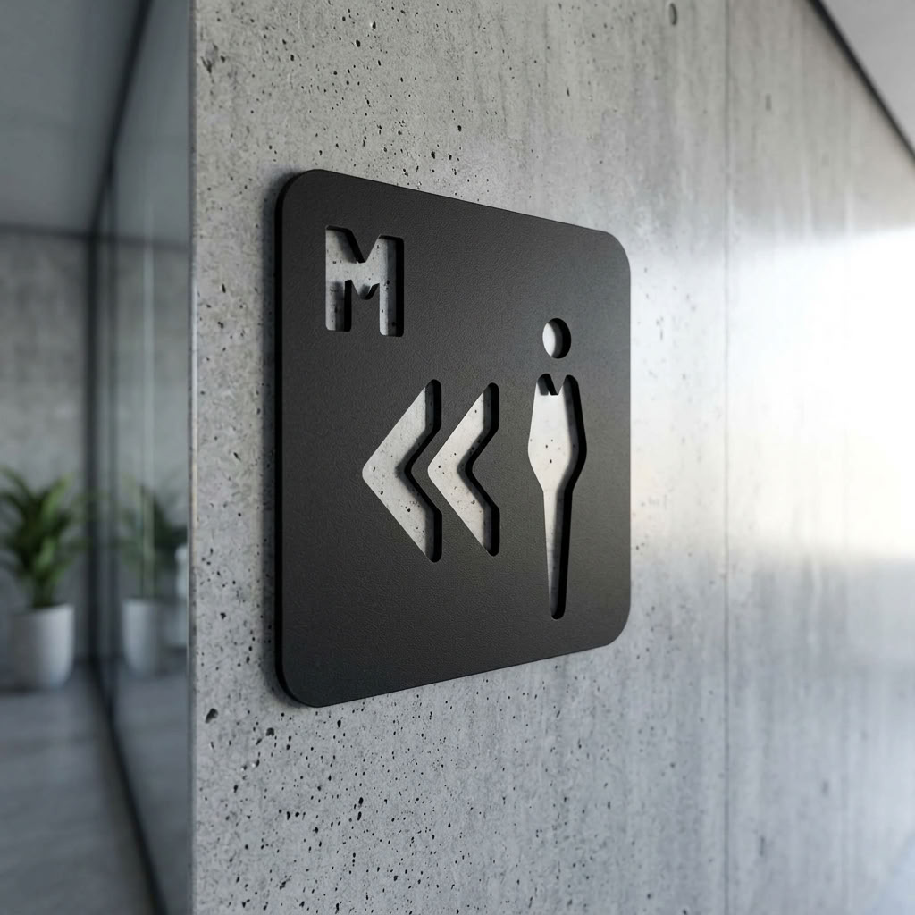 Black male WC sign for coffee shops, pubs, food halls, hotels and commercial premises