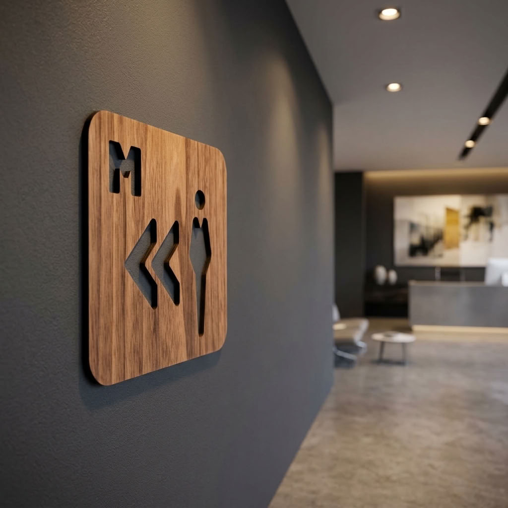 Wooden male WC sign for coffee shops, pubs, salons, hotels and commercial premises