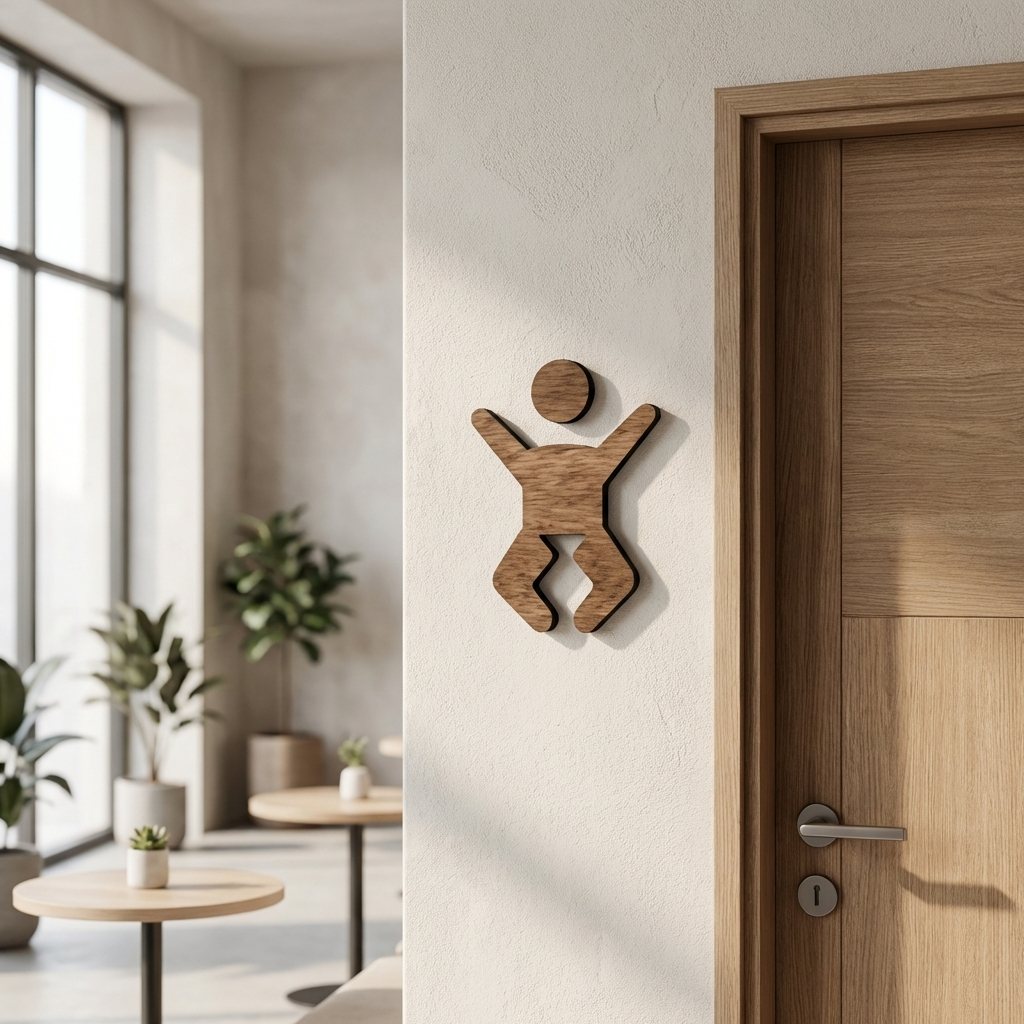 Modern wooden baby room sign for nurseries, clinics, cafés and commercial interiors