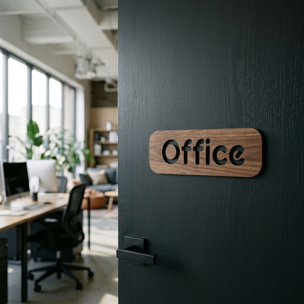 Modern walnut office plaque for professional interiors