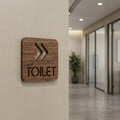 Walnut toilet direction sign with right arrows for offices, cafés, restaurants and commercial businesses
