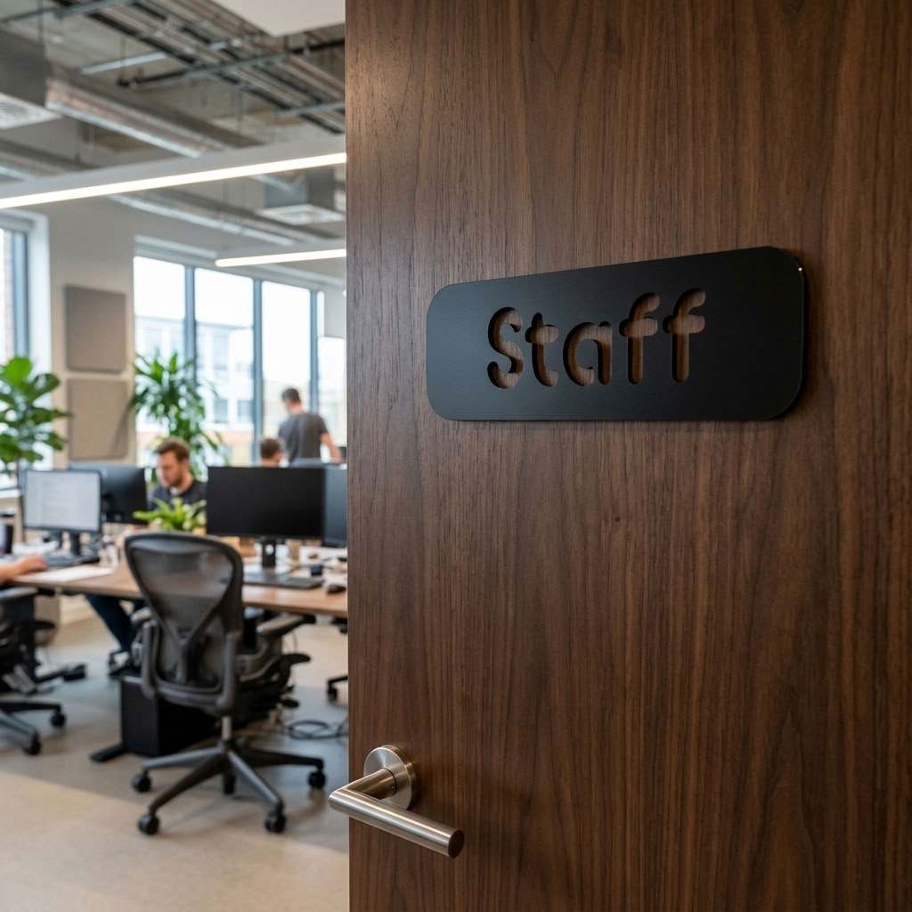 Office staff sign with modern rounded rectangle design