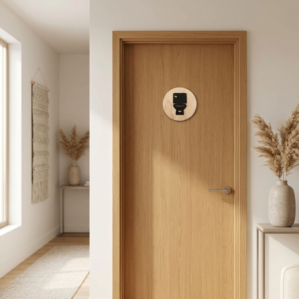 Modern WC door sign for contemporary home interior