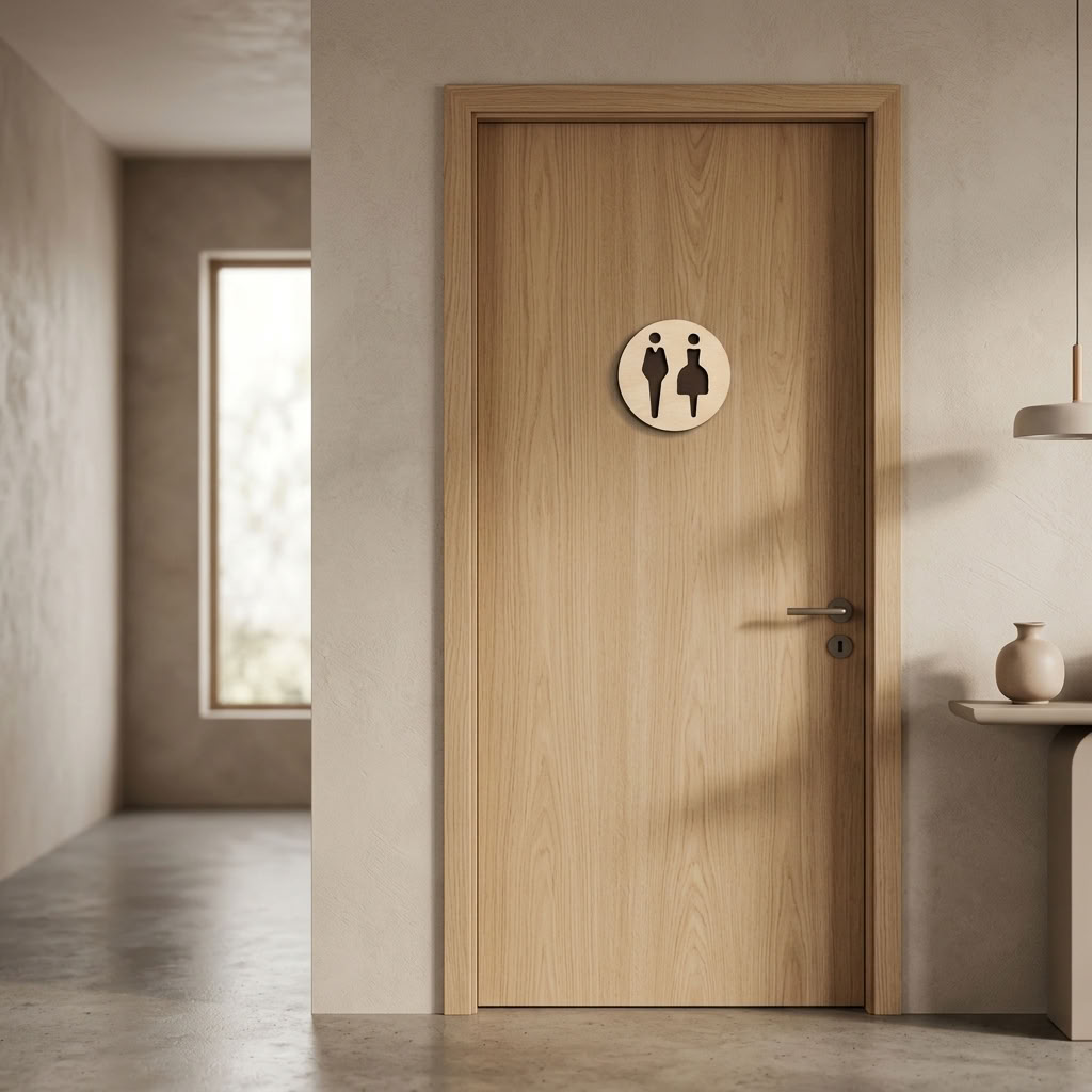Modern WC door sign for contemporary home or business interior