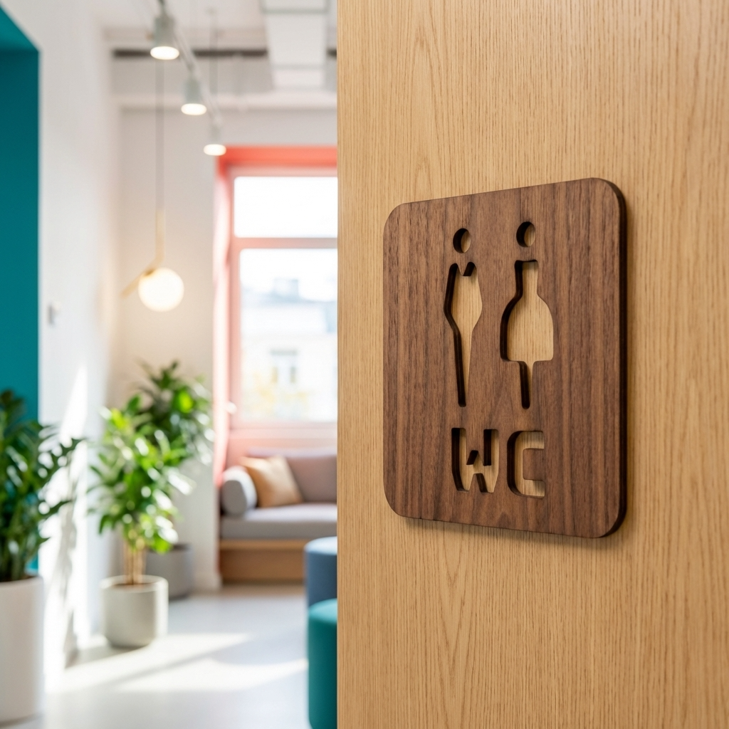 Walnut men and women WC sign for cafés, pubs, restaurants and commercial businesses