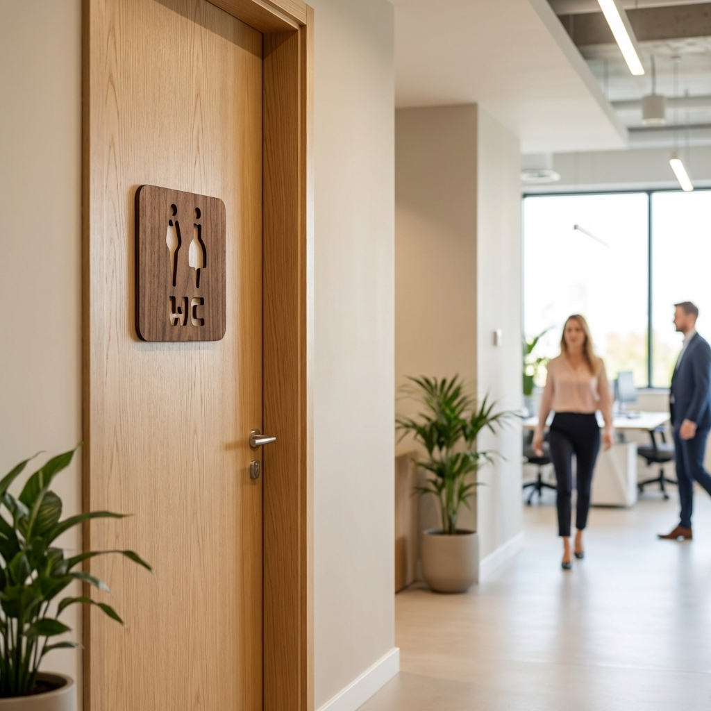 Wooden male and female toilet door sign for offices, hotels and hospitality venues