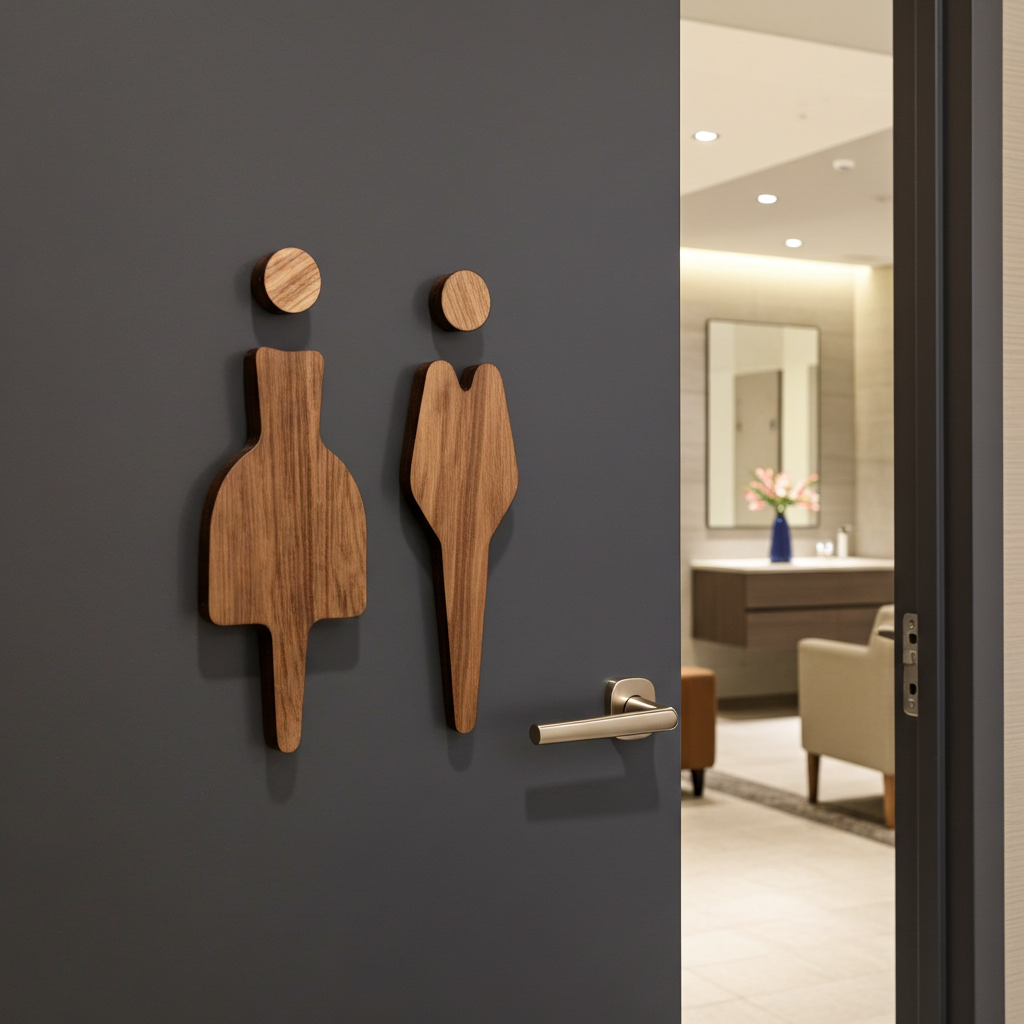 Male & Female Toilet Sign | American Black Walnut | Unisex Icons