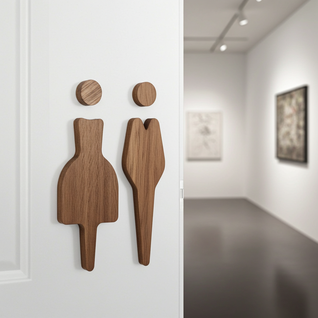 Male & Female Toilet Sign | American Black Walnut | Unisex Icons