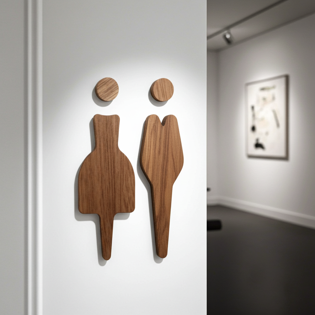Male & Female Toilet Sign | American Black Walnut | Unisex Icons