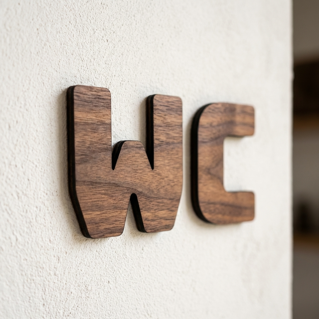 Walnut WC sign for toilet doors in cafés, pubs, restaurants and offices