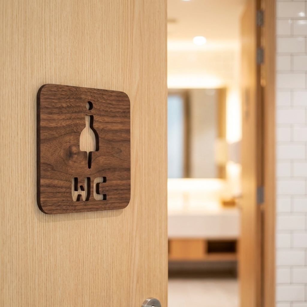 Women’s WC sign in walnut finish for bathroom doors