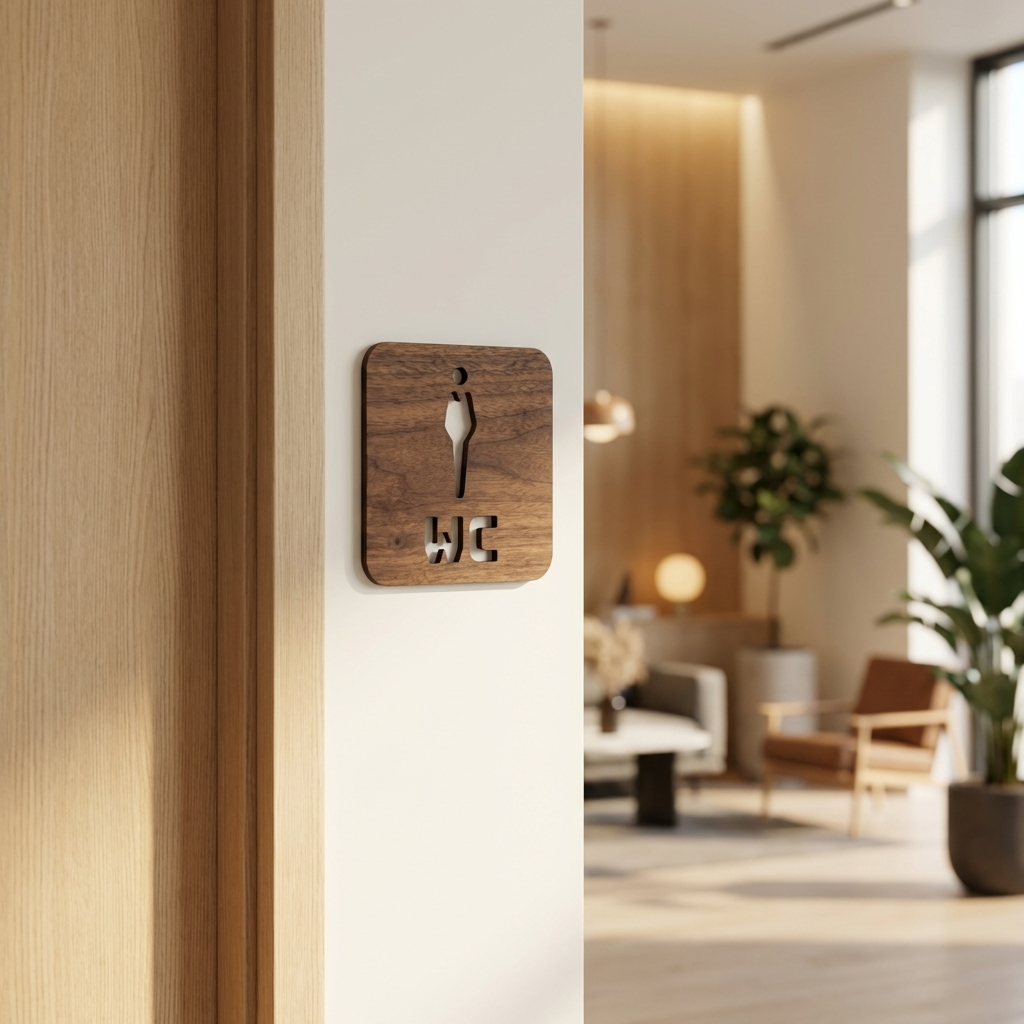Men’s WC door sign in walnut wood