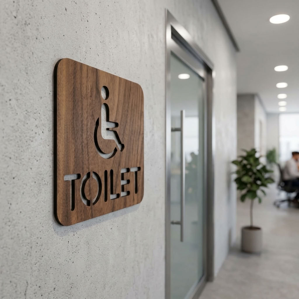 Walnut wheelchair accessible toilet sign for cafés, pubs, restaurants and businesses