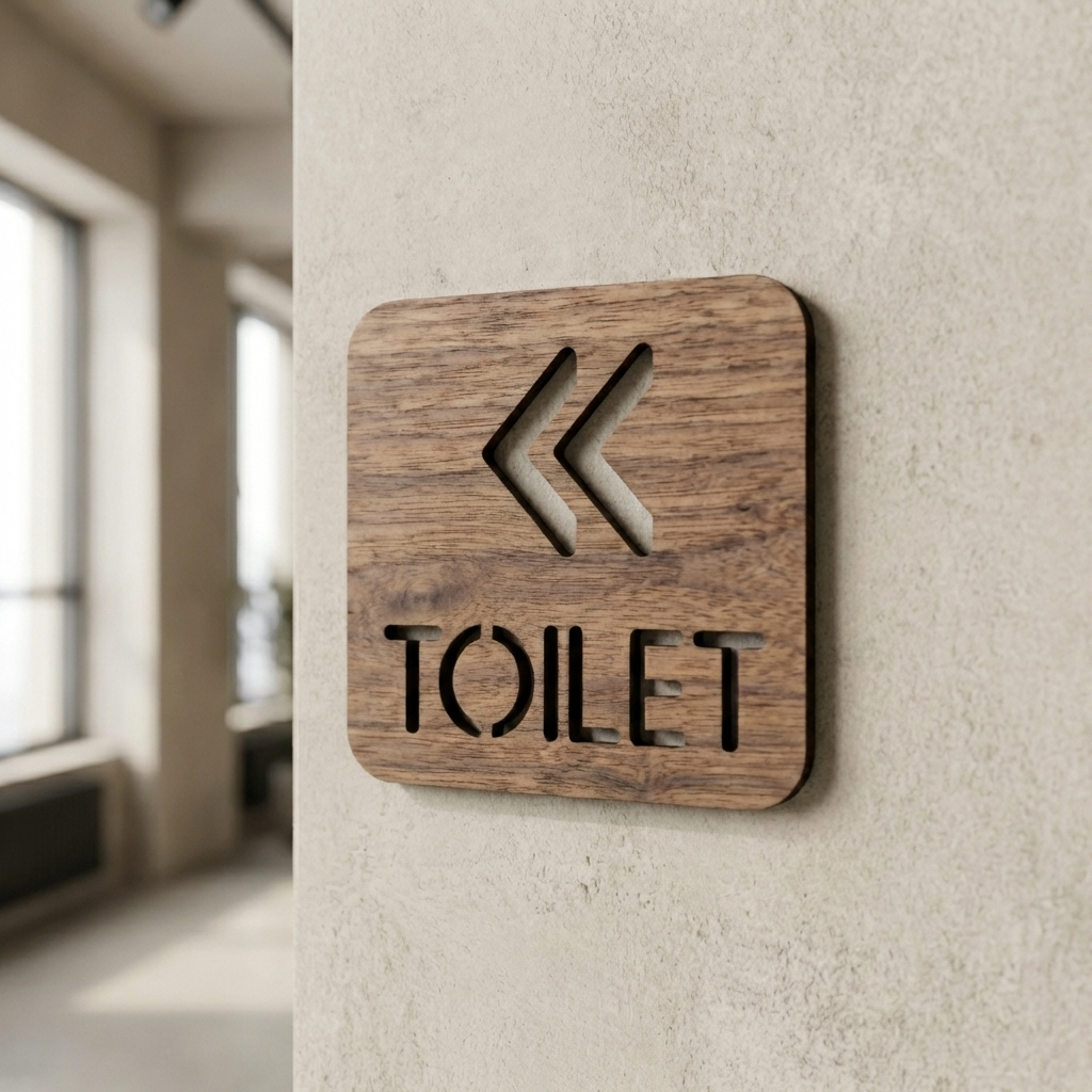 Stylish wooden toilet signage for cafés, workplaces, hotels and customer-facing businesses