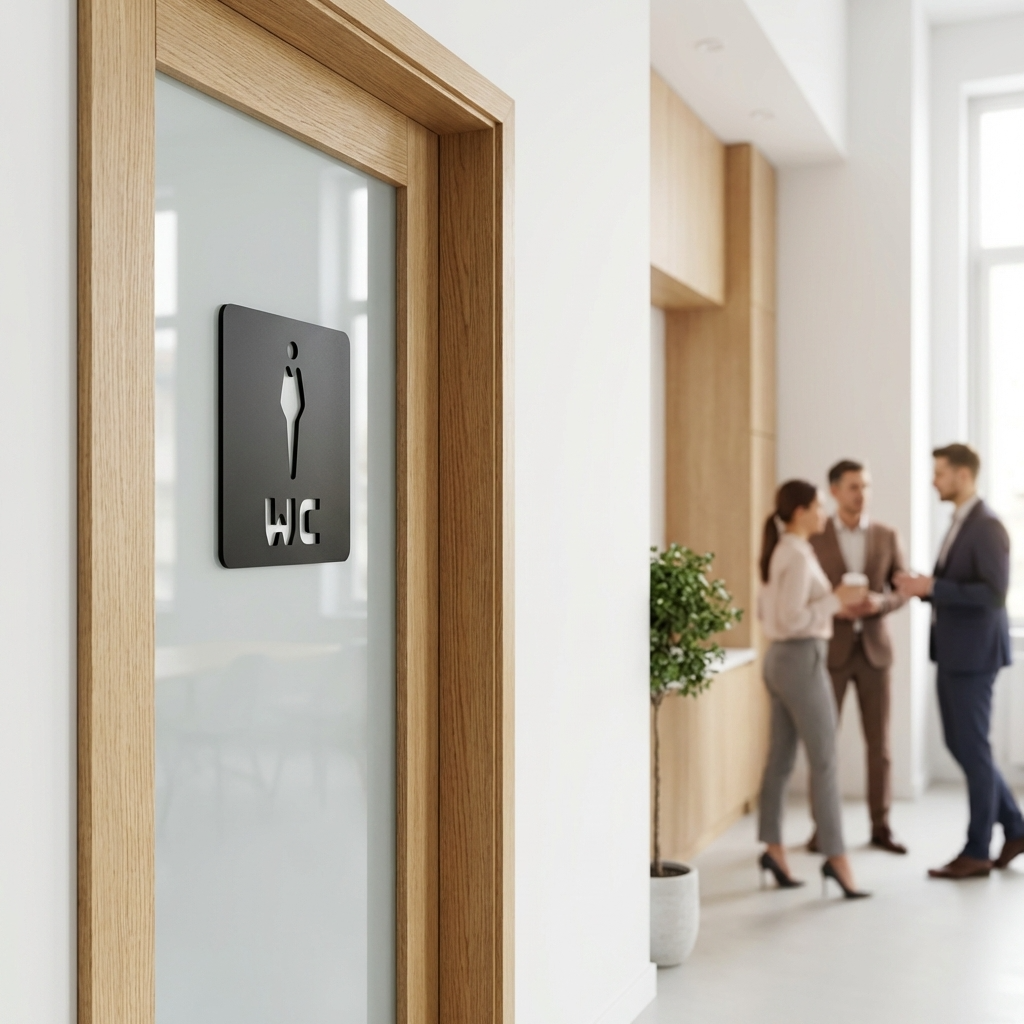 Square men’s restroom sign with WC lettering for commercial toilet doors