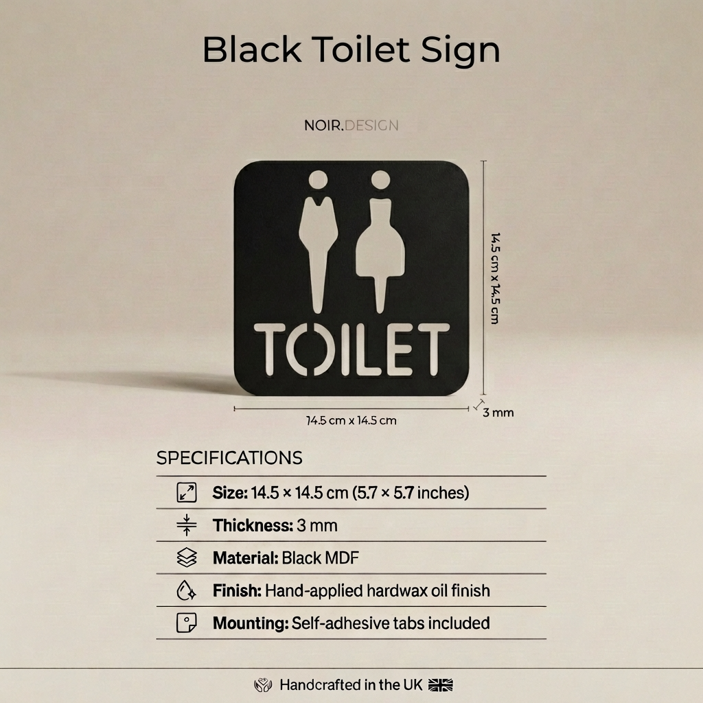 Modern unisex toilet sign with male and female symbols for business and workplace interiors