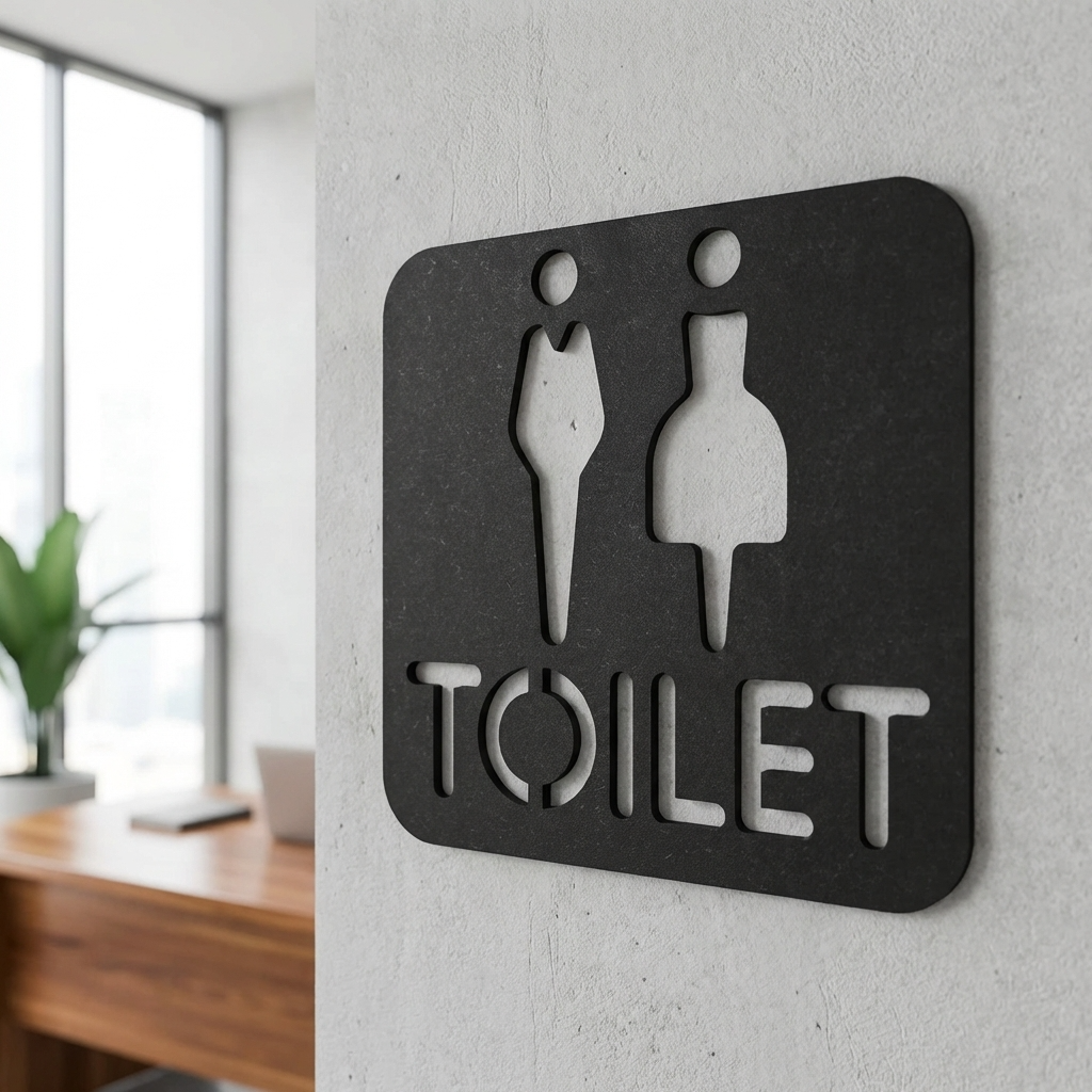 Black restroom sign for men and women, ideal for offices, cafés, hotels and restaurants