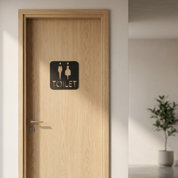 Black male and female toilet sign for offices, cafés, restaurants and commercial businesses