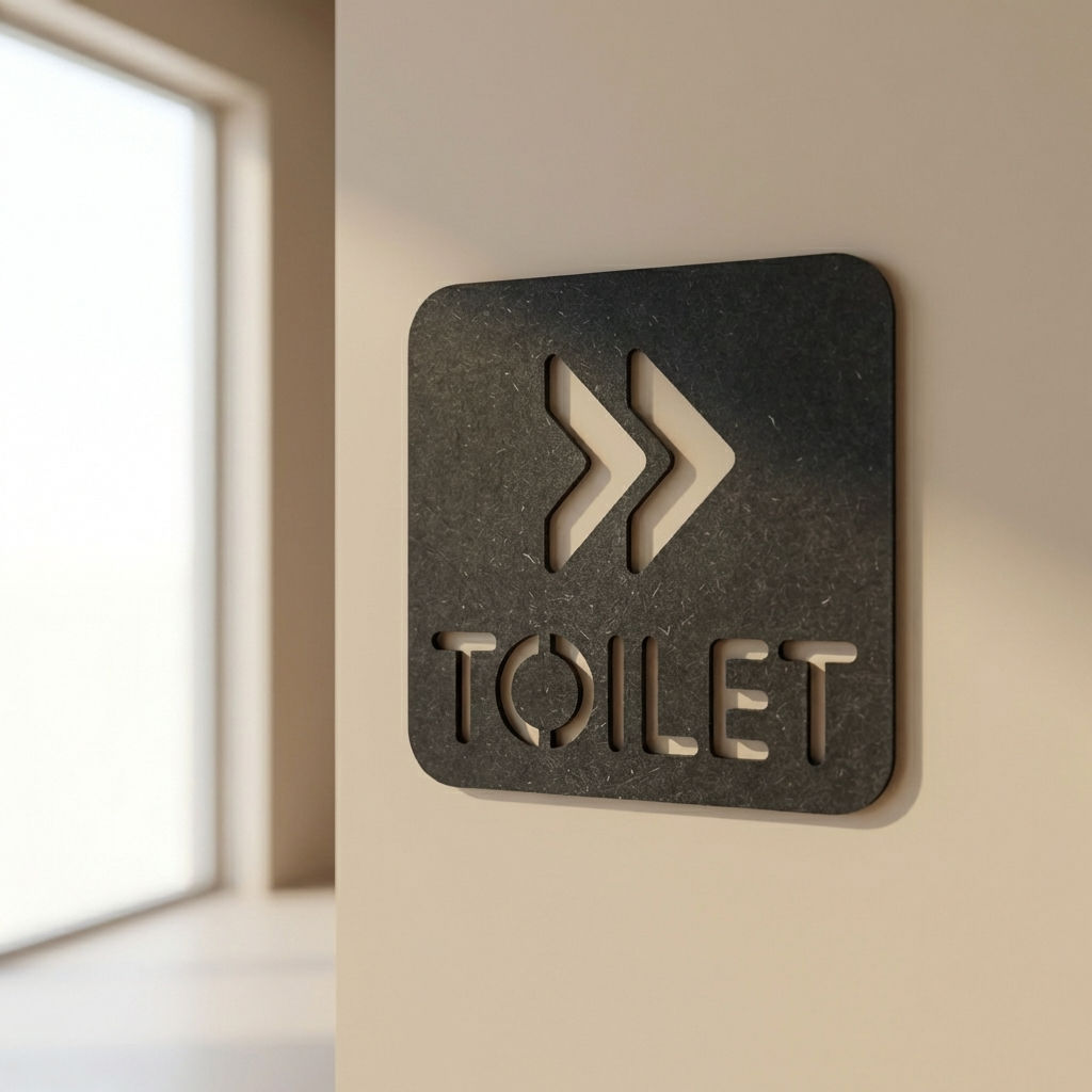 Modern toilet direction plaque for shops, salons, offices and hospitality interiors
